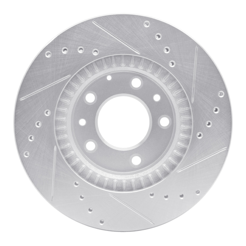 Mazda MX-5 Miata Brake Rotor (1) - Front Left - R1 Concepts - Drilled & Slotted - Silver - `06-`15